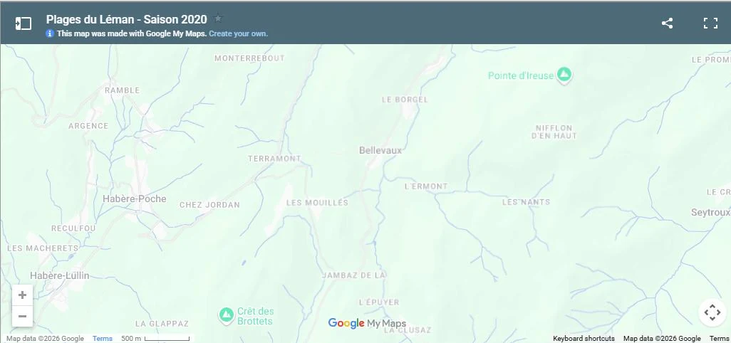 Map of swimming locations around Lake Geneva